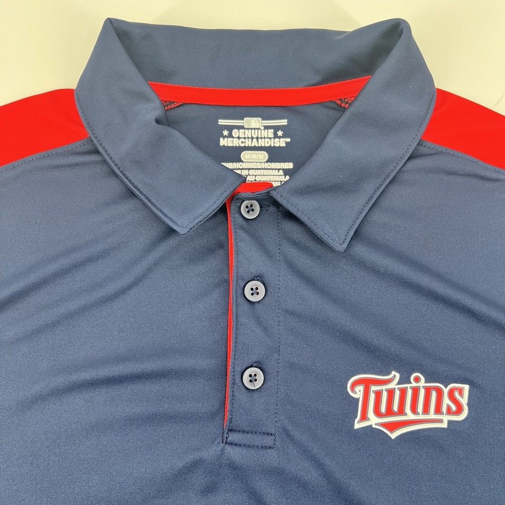 Minnesota Twins Polo Shirt Men's Medium MLB Genuine Merch Blue Red